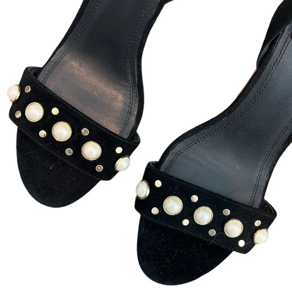 Sandro Nina Pearls Noir Black Suede Heels - sz US 8.5 / EU 39 - Picture 3 of 6